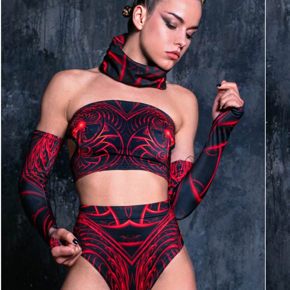 Devilwalking Red and Black Crop Top